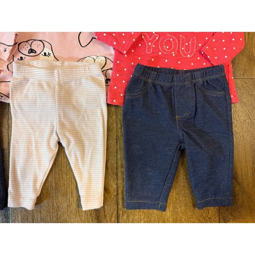 Baby Girl Outfits 3 Months Pants Long Sleeved Shirts Clothes Lot Dog Love You - Picture 8 of 12